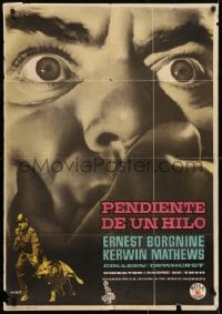 7t029 MAN ON A STRING Spanish 1960 art of Ernest Borgnine, who spent ten years as a counterspy!