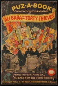 7w202 ALI BABA & THE FORTY THIEVES softcover book 1943 cool puzzle-cut-out-paste-up game!