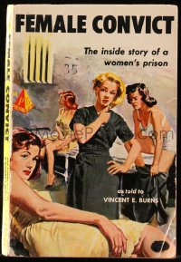 7w127 FEMALE CONVICT paperback book 1952 great sleazy art, lesbianism in a women's prison!
