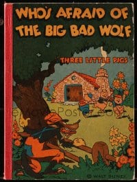 7w189 THREE LITTLE PIGS hardcover book 1933 Who's Afraid of the Big Bad Wolf, Walt Disney!