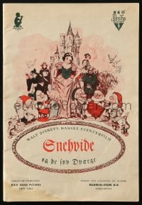 7w005 SNOW WHITE & THE SEVEN DWARFS Danish program 1938 Disney, different art with Mickey & Donald!