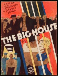 7w473 BIG HOUSE souvenir program book 1930 Chester Morris, Wallace Beery, prison escape, cool art!