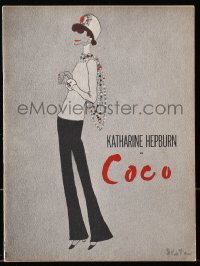 7w487 COCO stage play souvenir program book 1969 Beaton art of Katharine Hepburn as Chanel founder!