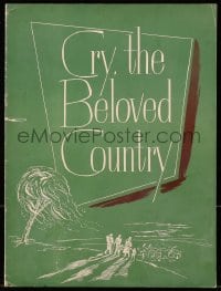 7w490 CRY THE BELOVED COUNTRY souvenir program book 1952 Canada Lee, Sidney Poitier, Zoltan Korda!