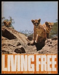 7w567 LIVING FREE souvenir program book 1972 Joy Adamson, Elsa the Lioness, different images!