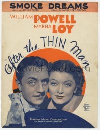 7w310 AFTER THE THIN MAN sheet music 1936 William Powell, Myrna Loy & Asta the dog, Smoke Dreams!