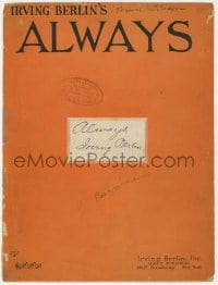7w311 ALWAYS sheet music 1925 Irving Berlin wrote it as a wedding gift to his wife!