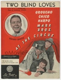 7w312 AT THE CIRCUS sheet music 1940 The Marx Brothers, Groucho, Chico & Harpo, Two Blind Loves!