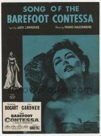 7w317 BAREFOOT CONTESSA sheet music 1954 art of sexy Ava Gardner, Song of the Barefoot Contessa!