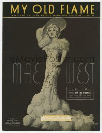 7w318 BELLE OF THE NINETIES sheet music 1934 art of sexy Mae West, It Ain't No Sin, My Old Flame!