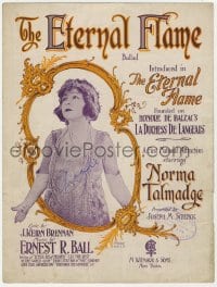 7w336 ETERNAL FLAME sheet music 1922 pretty Duchess Norma Talmadge, The Eternal Flame Ballad!