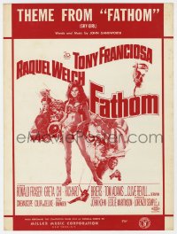 7w339 FATHOM sheet music 1967 art of sexy Raquel Welch, the theme song Sky-Girl!