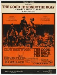 7w351 GOOD, THE BAD & THE UGLY sheet music 1968 piano solo for the main title by Ennio Morricone!