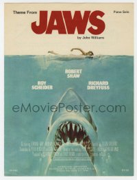 7w367 JAWS sheet music 1975 Steven Spielberg, the famous shark theme by John Williams, rare!