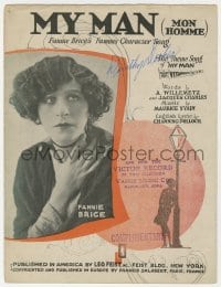 7w384 MY MAN sheet music 1929 Fanny Brice's famous character, the theme song Mon Homme!