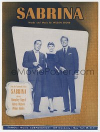 7w400 SABRINA sheet music 1954 Audrey Hepburn, Humphrey Bogart, William Holden, the title song!