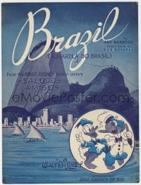 7w401 SALUDOS AMIGOS sheet music 1943 Disney cartoon, Donald Duck & Joe Carioca sing Brazil!