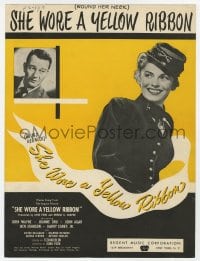 7w404 SHE WORE A YELLOW RIBBON sheet music 1949 John Wayne & Joanne Dru, the title song!