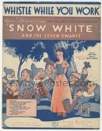 7w409 SNOW WHITE & THE SEVEN DWARFS sheet music 1937 Disney cartoon classic, Whistle While You Work