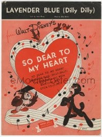 7w412 SO DEAR TO MY HEART sheet music 1949 Walt Disney, great cartoon artwork, Lavender Blue!