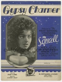 7w416 SQUALL sheet music 1929 super close up of sexy young Myrna Loy, Gypsy Charmer!