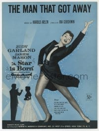 7w417 STAR IS BORN sheet music 1954 full-length image of Judy Garland, The Man That Got Away!