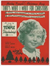 7w419 STOWAWAY sheet music 1936 Shirley Temple's Christmas Song That's What I Want For Christmas!