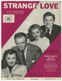 7w420 STRANGE LOVE OF MARTHA IVERS sheet music 1946 Barbara Stanwyck, Lizabeth Scott, Strange Love!