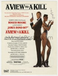7w433 VIEW TO A KILL sheet music 1985 art of James Bond & Grace Jones by Goozee, the title song!