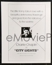 7x495 CITY LIGHTS 9 8x10 stills R1972 great image of Charlie Chaplin as the Tramp, Virginia Cherrill!