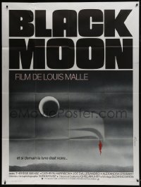 7y621 BLACK MOON French 1p 1975 Louis Malle, Therese Giehse, cool surreal Ferracci artwork!