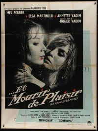 7y625 BLOOD & ROSES French 1p 1961 different c/u of vampire Annette Vadim holding Elsa Martinelli!