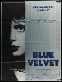 7y629 BLUE VELVET French 1p 1987 directed by David Lynch, Isabella Rossellini behind chained door!