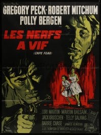 7y643 CAPE FEAR French 1p 1962 Gregory Peck, Robert Mitchum, classic film noir, cool different art!