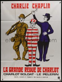 7y647 CHAPLIN REVUE French 1p R1973 Charlie comedy compilation, great art by Leo Kouper & Boumendil!