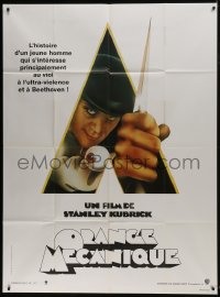 7y655 CLOCKWORK ORANGE French 1p R1990s Stanley Kubrick classic, Castle art of Malcolm McDowell!