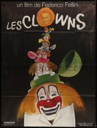 7y657 CLOWNS French 1p 1971 Federico Fellini, wonderful artwork of many circus clowns by Ferracci!