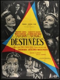 7y668 DAUGHTERS OF DESTINY French 1p 1954 Michele Morgan, Claudette Colbert & Martine Carol!