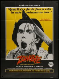 7y669 DAWN OF THE DEAD French 1p 1983 George Romero, different image of machete in zombie's head!