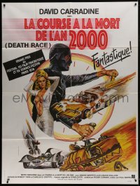 7y676 DEATH RACE 2000 French 1p 1976 David Carradine, completely different art by Roger Boumendil!