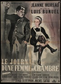 7y682 DIARY OF A CHAMBERMAID style B French 1p 1964 Jeanne Moreau, Luis Bunuel, art by Allard!