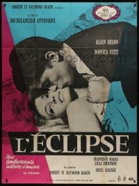 7y693 ECLIPSE French 1p 1962 Michelangelo Antonioni, c/u of Alain Delon kissing sexy Monica Vitti!
