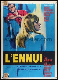 7y699 EMPTY CANVAS French 1p 1964 Giuliano Nistri art of sexy Catherine Spaak & Horst Buchholz!