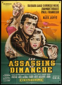 7y702 EVERY SECOND COUNTS French 1p 1957 Les Assassins du dimanche, great Jean Mascii art!