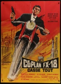 7y708 EXTERMINATORS French 1p 1965 cool art of French motorcycle spy Richard Wyler by Xarrie!