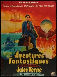7y710 FABULOUS WORLD OF JULES VERNE French 1p 1961 different art by Roger Soubie, ultra rare!