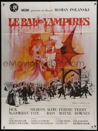 7y714 FEARLESS VAMPIRE KILLERS French 1p R1970s Roman Polanski, wacky vampire art by Clement Hurel!