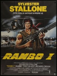 7y718 FIRST BLOOD French 1p R1986 different Renato Casaro art of Sylvester Stallone as John Rambo!