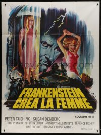 7y726 FRANKENSTEIN CREATED WOMAN French 1p 1967 Peter Cushing, Susan Denberg, different horror art!