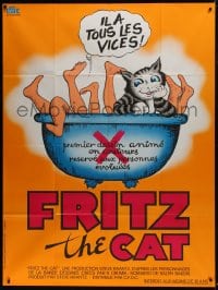 7y727 FRITZ THE CAT French 1p 1972 Ralph Bakshi sex cartoon, wacky different art with legs in bath!